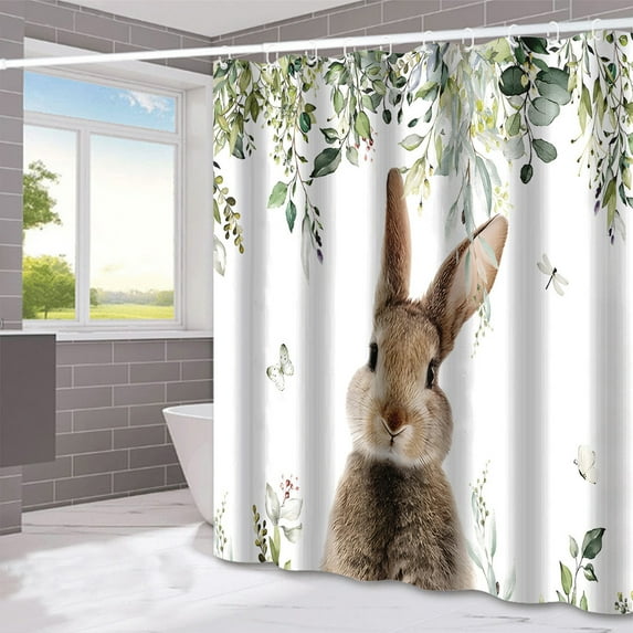 Easter Shower Curtain Clearance Easter Shower Curtain Watercolor Bunny Floral Bathroom Curtains Spring Holiday Bathroom Decor Washable Fabric