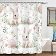 thumbnail image 1 of Easter Shower Curtain, Cute Rabbits Easter Shower Curtain for Bathroom, Happy Easter Bunny Eggs Spring Holiday Watercolor Fabric Bath Curtain with Hooks for Home Decorations, 71x71 Inches, 1 of 5