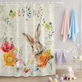 thumbnail image 1 of Easter Shower Curtain Easter Bunny Flower Shower Curtains for Bathroom Decor, Waterproof Polyester Shower Curtain Set with Hooks, Standard Size 72" x 72" Rabbit Leaves Vintage, 1 of 9