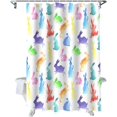 thumbnail image 1 of Easter Shower Curtain Easter Bunny Shower Curtains for Bathroom Decor Watercolor Rabbit Silhouette Bath Curtains Sets for Spring Easter Bathroom Decor Fabric Waterproof Small Stall 36" X 72", 1 of 6