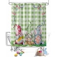 thumbnail image 1 of Easter Shower Curtain Easter Egg Gnome Shower Curtains for Bathroom Decor Spring Flowers Green Buffalo Plaid Bath Curtains Sets for Spring Easter Bathroom Decor Fabric Waterproof Extra Long 72" X 84", 1 of 6