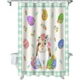 thumbnail image 1 of Easter Shower Curtain Easter Eggs Bunny Spring Flower Shower Curtains for Bathroom Decor Green Plaid Bath Curtains Sets for Spring Easter Bathroom Decor Fabric Waterproof Standard 72" X 72", 1 of 6