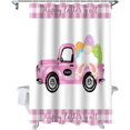 thumbnail image 1 of Easter Shower Curtain Easter Eggs Truck Shower Curtains for Bathroom Decor Bunny Tail Check Plaid Bath Curtains Sets for Spring Easter Bathroom Decor Fabric Waterproof Small Stall 36" X 72", 1 of 6