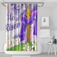 thumbnail image 1 of Easter Shower Curtain, He is Risen Shower Curtains for Bathroom, Spring Easter Floral Home Decor Waterproof Fabric with Hooks 72x72 Inch, 1 of 4