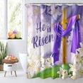 thumbnail image 1 of Easter Shower Curtain, He is Risen Shower Curtains for Bathroom, Spring Easter Floral Home Decor Waterproof Fabric with Hooks 72x72 Inch, 1 of 6