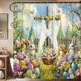 thumbnail image 1 of Easter Shower Curtain Set Nylon Spandex Spring Bunny Rabbit Bathroom Window Valance Washable 70.86x35.43 Inches Stretchable Decorative 1 Pieces, 1 of 6