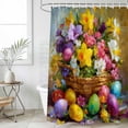 thumbnail image 1 of Easter Shower Curtain Set, Waterproof Shower Curtains for Bathroom, Spring Abstract Oil Painting Eggs Wildflowers Washable Fabric Cloth Bath Curtain for Bathtub Decoration with Hooks 72x78 Inches, 1 of 9
