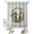 thumbnail image 1 of Easter Shower Curtain Watercolor Bunny Shower Curtains for Bathroom Decor Aqua Green Stripes Floral Wreath Bath Curtains Sets for Spring Easter Bathroom Decor Fabric Waterproof Extra Long 72" X 84", 1 of 5
