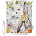 thumbnail image 1 of Easter Shower Curtain, Waterproof Shower Curtains for Bathroom, Spring Farmhouse Vintage Bunny Flower Wood Grain Washable Fabric Bathtub Curtain Set Bath Decor with 12 Hooks Stall 36"x72", 1 of 8