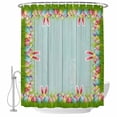 thumbnail image 1 of Easter Shower Curtain, Waterproof Shower Curtains for Bathroom, Spring Rabbit Ears Colorful Eggs Wooden Grian Washable Fabric Bathtub Curtain Set Bath Decor with 12 Hooks 72"x78", 1 of 6