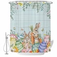 thumbnail image 1 of Easter Shower Curtain, Waterproof Shower Curtains for Bathroom, Spring Rabbit Tail Eggs Eucalyptus Leaves Wood Washable Fabric Bathtub Curtain Set Bath Decor with 12 Hooks Extra Long 72"x96", 1 of 8
