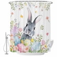 thumbnail image 1 of Easter Shower Curtain, Waterproof Shower Curtains for Bathroom, Spring Rustic Botanical Floral Rabbit Eggs Leaves Washable Fabric Bathtub Curtain Set Bath Decor with 12 Hooks Stall 36"x72", 1 of 8