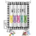 thumbnail image 1 of Easter Shower Curtain Welcome Peeps Bunny Shower Curtains for Bathroom Decor Black Buffalo Plaid Bath Curtains Sets for Spring Easter Bathroom Decor Fabric Waterproof Extra Long 72" X 84", 1 of 5