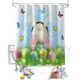 thumbnail image 1 of Easter Shower Curtains for Bathroom Funny Rabbit Fabric Shower Curtain with Hooks, Spring Eggs Shower Curtain Set, Watercolor Pastel Bathroom Curtains Decoration, Waterproof Polyester, 72"x84" Long, 1 of 6