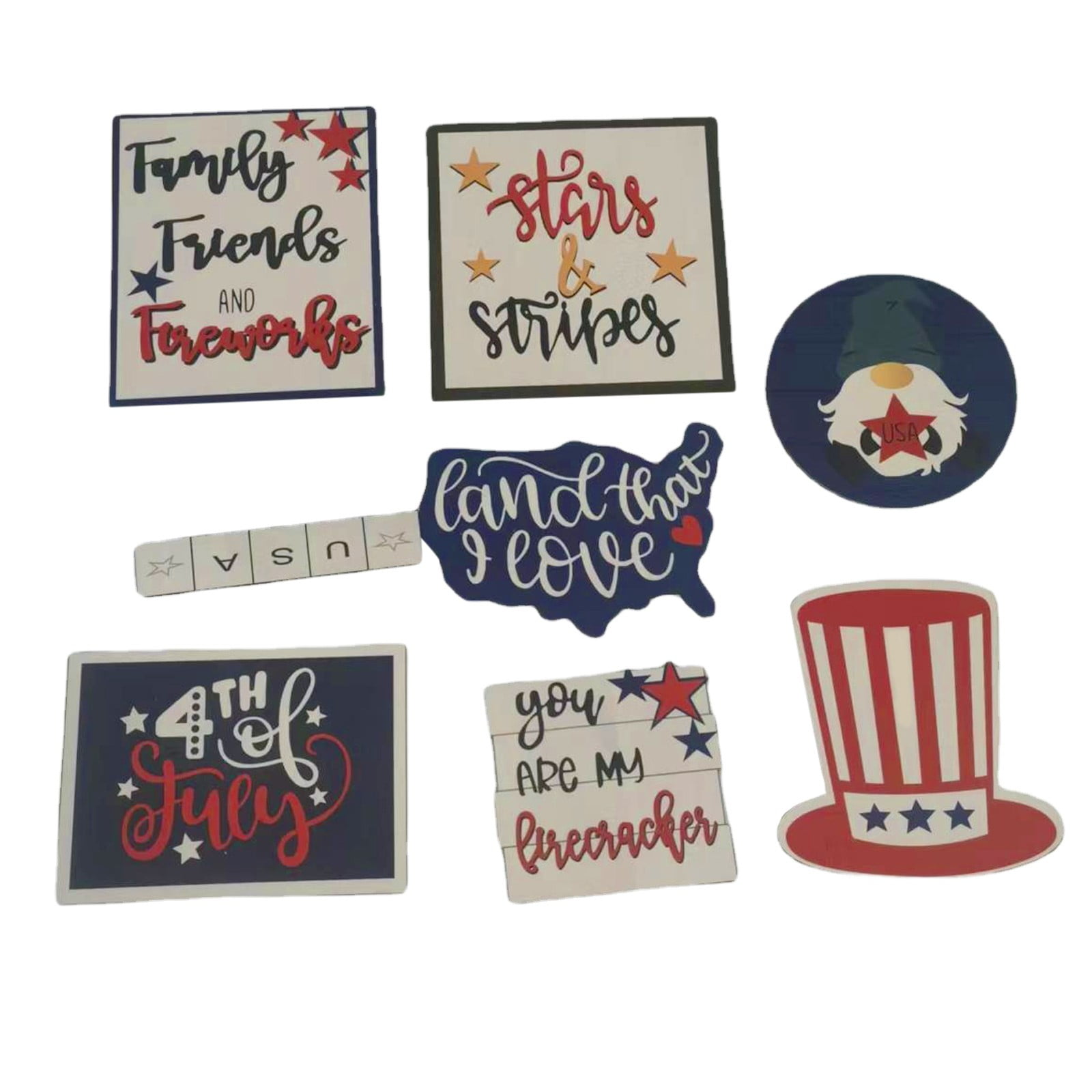 Easter Sign 8PC 4Th Of July Tiered Tray Patriotic Wooden Signs Farmhouse Items For Home Table