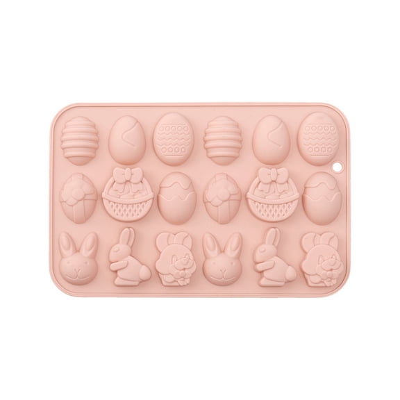 Easter Silicone Candy Mold 1-PACK 9 Shaped Egg Rabbit 36 Cavities Chocolate Mould Wax Melt Tray for Gummies Cupcake Decor Kids Holiday Gift Fudge Making Set