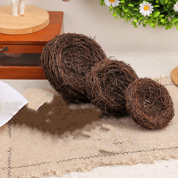 Easter Simulated Bird Nest Decor, Handwoven Rattan Twig Nest Ornament for Garden, Patio, Easter & DIY Craft Projects