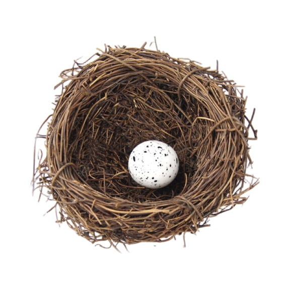 Easter Simulated Rattan Woven Bird Nest DIY Craft Kit with Faux Eggs, Easter Spring Home Decor for Table, Garden & Party