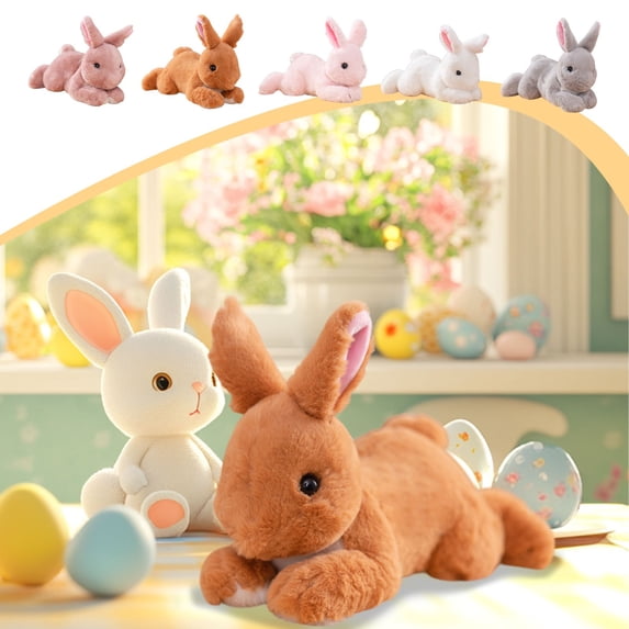 Easter Simulation Bunny Plush Toy Multicolor Soft Stuffed Animal Featuring Cuddly Fabric and Floppy Ears Ideal As Youths Birthday Gift Or Comforting Sleeping Doll Blahzhy | Gray