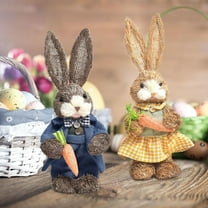 Easter Simulation Rabbit Home Decoration, Rustic Straw Rabbit Ornaments, Creative Cartoon Photography Props