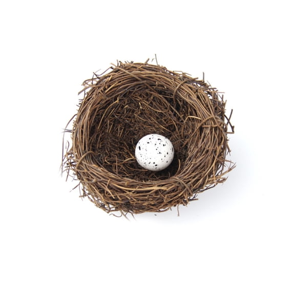 Easter Simulation Rattan Bird Nest & Egg Decoration Set, 8Cm (≈15In) Handcrafted Vine Weave, Outdoor Garden Home Festival Display (Choose 1/2/3/5 Eggs)