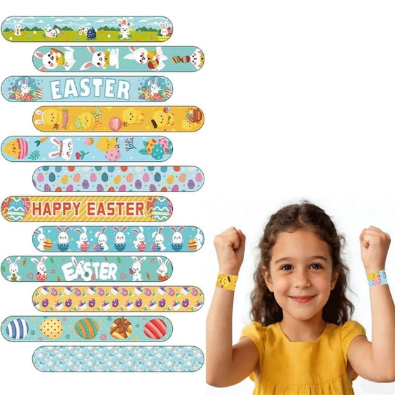 Easter Slap Bracelets for Kids 36PCS Easter Basket Stuffers for Kids Bulk Snap Bracelet Easter Party Favors Supplies Easter Egg Fillers Toys Goodie Bag Stuffers Toy Gifts for Student Classroom Prizes
