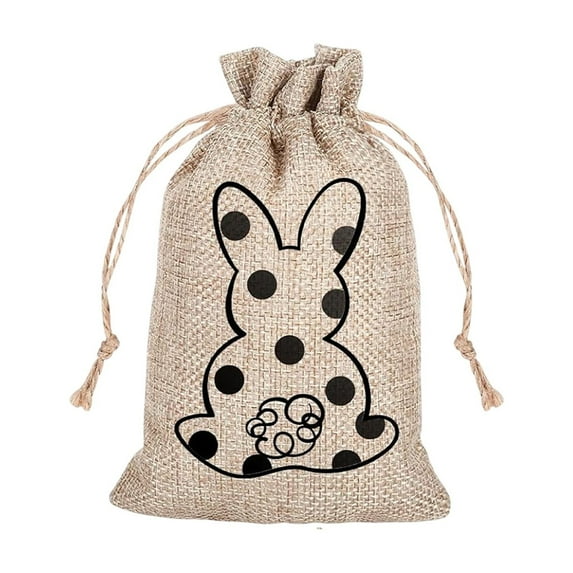 Easter Small Burlap Bags with Drawstring, 9"x6.7" Burlap Gift Bags, Cookies Chocolate Bunny Party Favors Gift Bags Easter Candy Egg Hunts Stuffer for Kids Girls