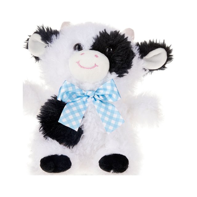 Easter Small Plush Shaggy Cow, white, 7inch, for 3 years and up, Way To