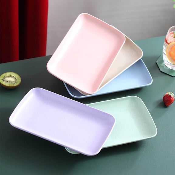 Easter Small Rectangular Plastic Plates - Multi-Purpose Serving Dishes for Hot Pot, Barbecue, Dim Sum, Fruit and Snacks, Lightweight BPA-Free Plates for Home Kitchen and Party Use, 1*5*8in, Purple