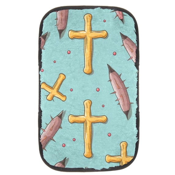 Easter Soft Comfortable Furry Printed Car Armrest Cover Pad 12.5x8.2 Inch