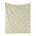 thumbnail image 1 of Easter Soft Flannel Fleece Throw Blanket, Patchwork Style Graphic Scrapbook Pattern with Daisy Sewing Buttons and Egg, Cozy Plush for Indoor and Outdoor Use, 50" x 60", Multicolor, by Ambesonne, 1 of 5
