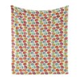 thumbnail image 1 of Easter Soft Flannel Fleece Throw Blanket, Traditional Eggs Painted with Flowers Vintage Composition on Green Leafy Branches, Cozy Plush for Indoor and Outdoor Use, 70" x 90", Multicolor, by Ambesonne, 1 of 5