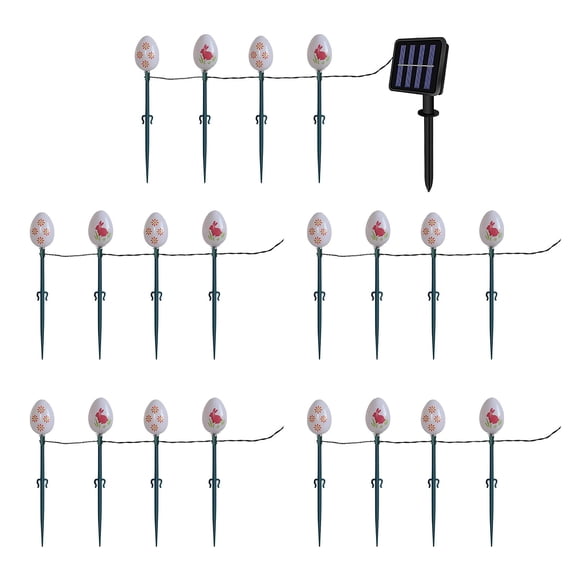 Easter Solar Egg Light Stakes, LED Universal Yard Lawn Holiday Light String with Festival Design, Decorative Light for Outdoor and Garden Use (25 ft Total Length)