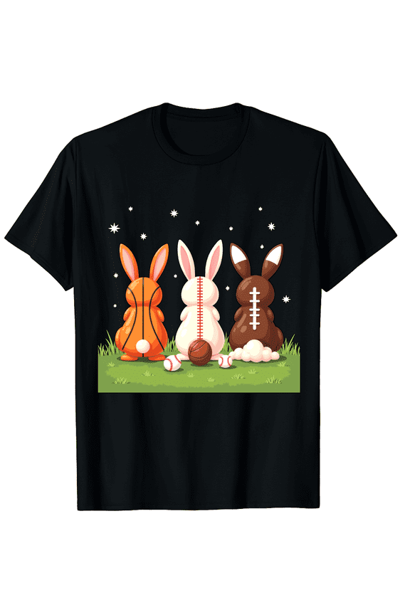 Easter Sports Bunny Butt Basketball Baseball Football Graphic Short Sleeve T-Shirt for Women Men Athletic Holiday Fan Tee