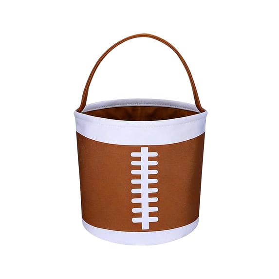 Easter Sports Theme Fabric Bucket with Handle, Multisport Ball Design for Egg Hunting Basket, Versatile Storage Container, for Basketball Soccer Baseball Football Party Favors, Home Decor