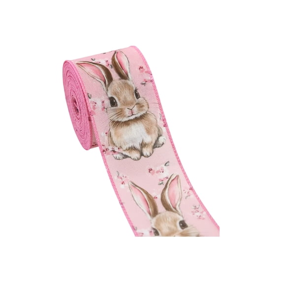 Easter Spring Bunny Ribbon – 5yard Pink Ribbon for Gift Wrapping, DIY Bows, Floral Crafts, Wreaths, and Holiday Decorations