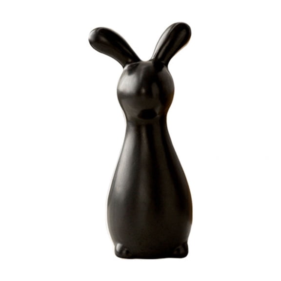 Easter Spring Country Bunny Figurine - Black Ceramic Easter Bunny Statue Spring Bunny Figurines Rabbit Statues Table Centerpiece Mantels Home Decor Ornaments