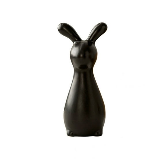 Easter Spring Country Bunny Figurine - Black Ceramic Easter Bunny Statue Spring Bunny Figurines Rabbit Statues Table Centerpiece Mantels Home Decor