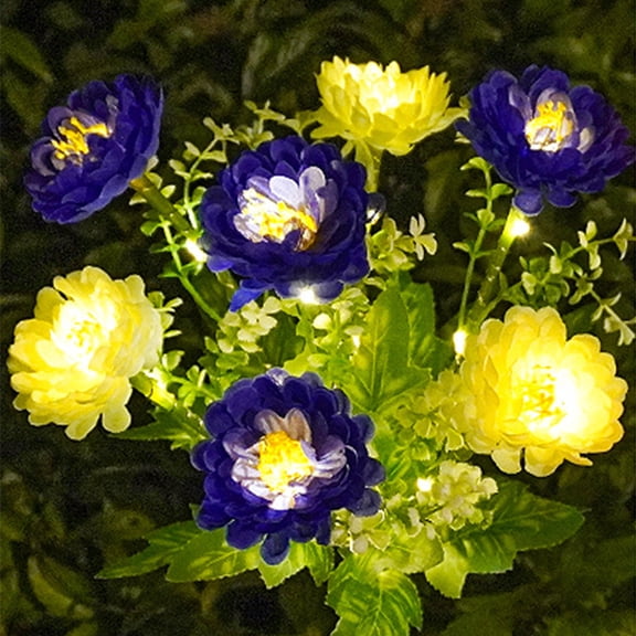 Easter Spring Decor - Purple Solar Lotus Flower Stake Light |Fairy Lights – 26" 6-Head Silk Bloom,Waterproof LED Garden Pathway Décor, Auto On/Off Night Landscape Lamp for Lawn, Patio & Courtyard