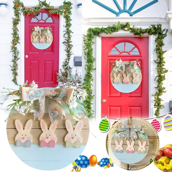 U.S-Decorative-Home Easter Spring Welcome Door Sign Wooden for Front Door Porch Home Decor