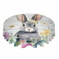 thumbnail image 1 of Easter Spring Flowers Bunny Wood Grain Round Tablecloth Waterproof Wedding Banquet Table Cover Dining Decorative Tablecloth, 1 of 5