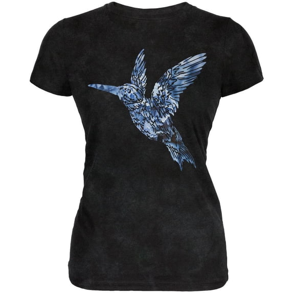 Easter Spring Flowers Hummingbird Juniors Soft T Shirt Charcoal Black Triblend MD