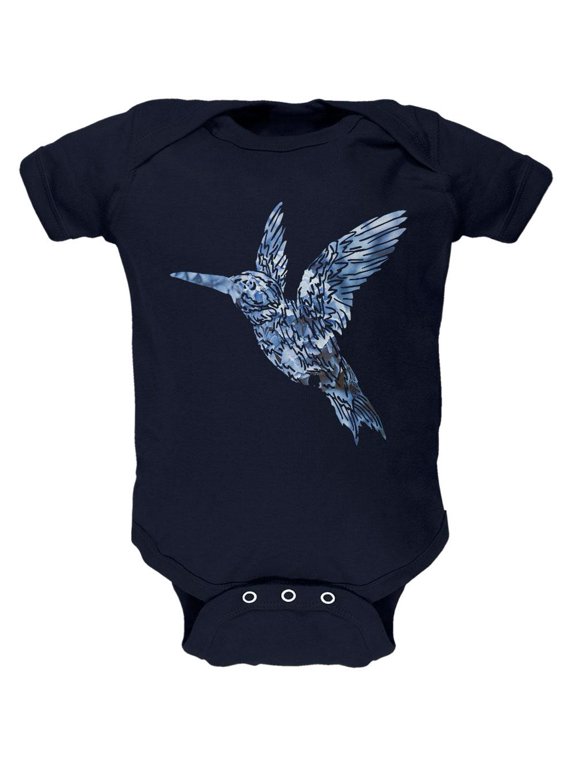 Easter Spring Flowers Hummingbird Soft Baby One Piece Navy 18-24 M