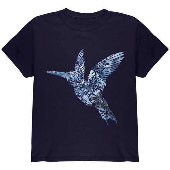 Easter Spring Flowers Hummingbird Youth T Shirt Navy Youth X-SM
