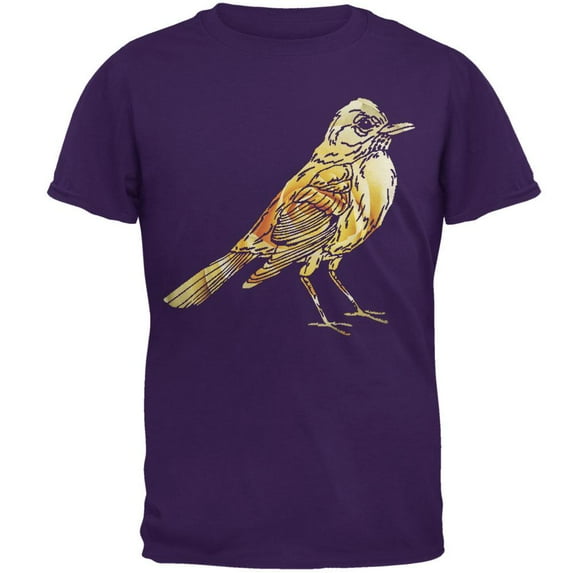 Easter Spring Flowers Robin Bird Mens T Shirt Purple MD