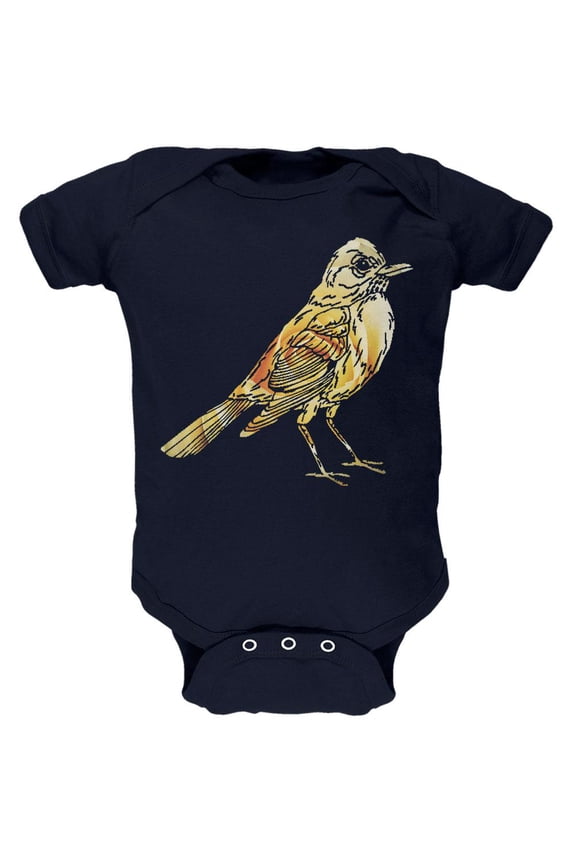 Easter Spring Flowers Robin Bird Soft Baby One Piece Navy 0-3 M