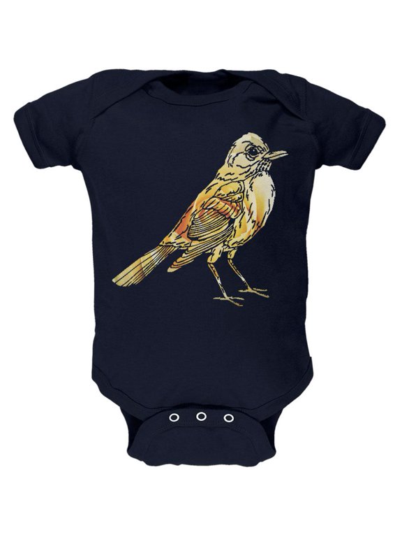 Easter Spring Flowers Robin Bird Soft Baby One Piece Navy 9-12 M