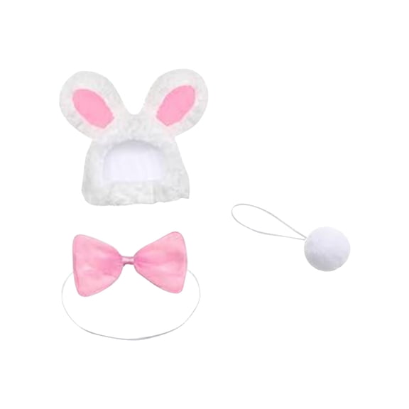 Easter Spring Goose Costume Set, White Decorative Hat with Ribbon Bow and Pom Poms, Lawn Ornament Clothing Kit, Plush Bird Apparel for Holiday Decor, Seasonal Yard Accessory Set