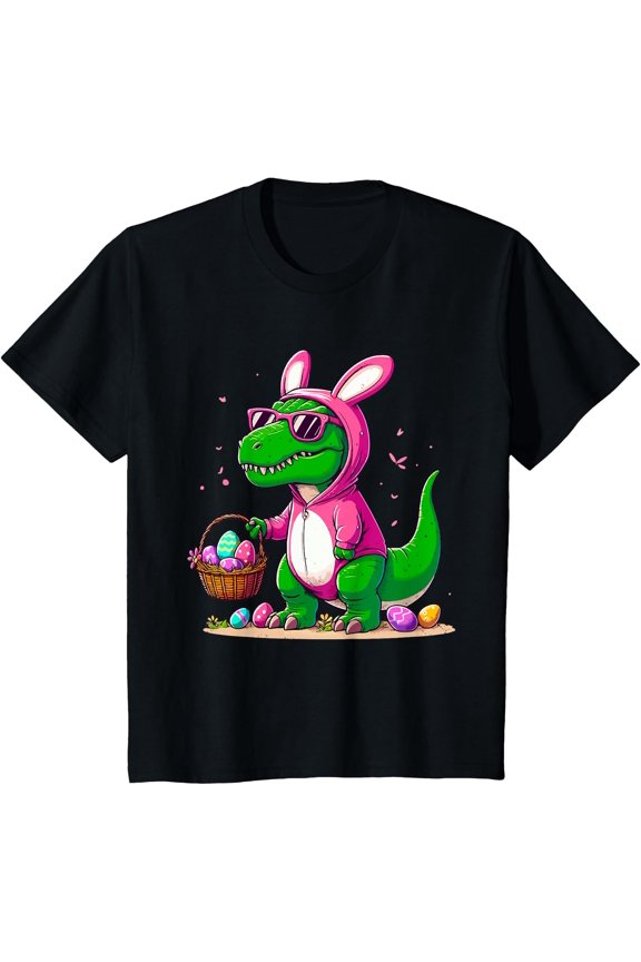 Easter Spring Holiday Rex Bunny Ears Egg Hunt Dinosaur Celebration T-Shirt, Size S-5XL