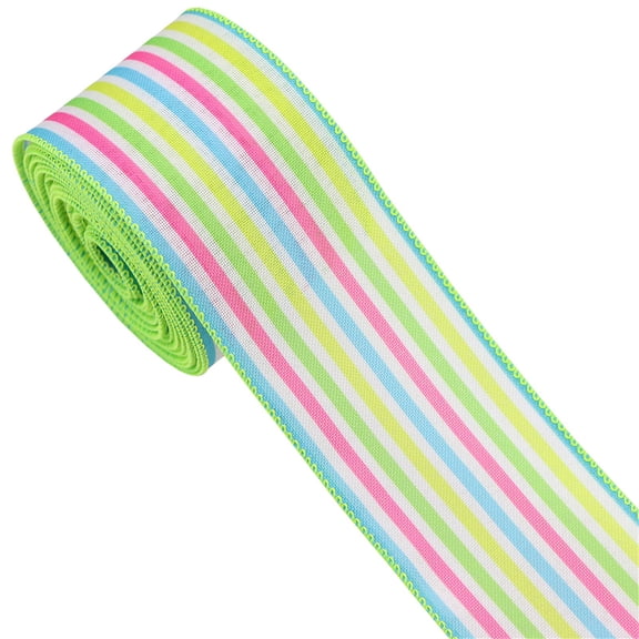 Easter Spring Pastel Wired Ribbon Rolls, Decorative Wrapping Ribbons for Gift, Easter Colorful Diy Craft Ribbons, Easter Fabric Ribbon Decor